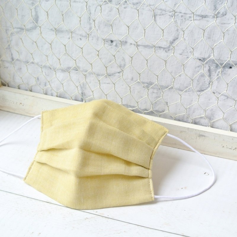 For Men | 可洗涤、绅士款舒适的手工立体口罩 Plain Mustard - 口罩 - 棉．麻 黄色