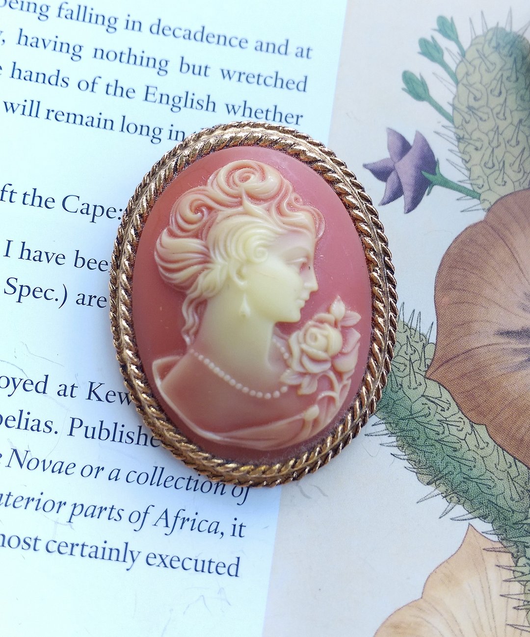 Vintage Jewelry 西洋古董饰品 ESTEE LAUDER  CAMEO 仕女 别针 - 胸针 - 其他金属 金色