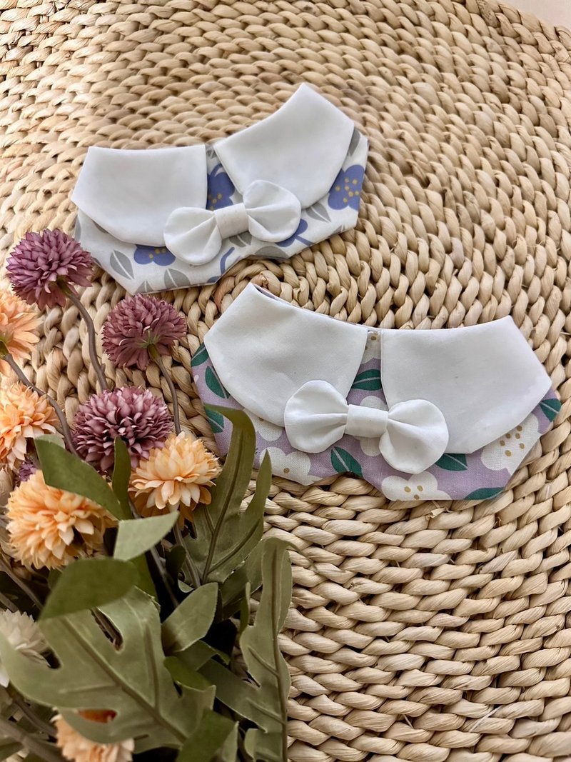 白色花情人宠物围兜 - 衣/帽 - 棉．麻 白色