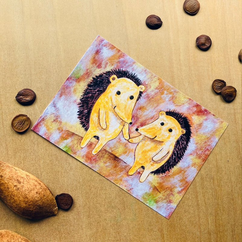 明信片 ∣ 小刺猬情侣 - 卡片/明信片 - 纸 多色