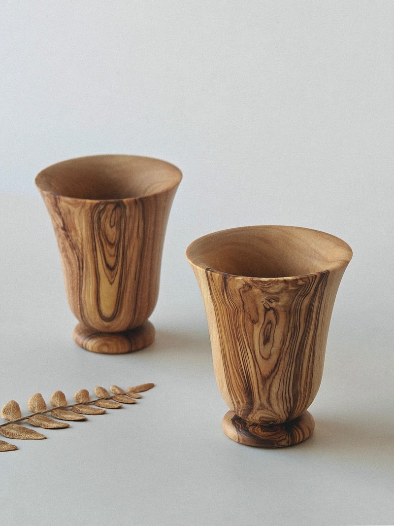 手工橄榄木白酒杯一对 - 酒杯/酒器 - 木头 