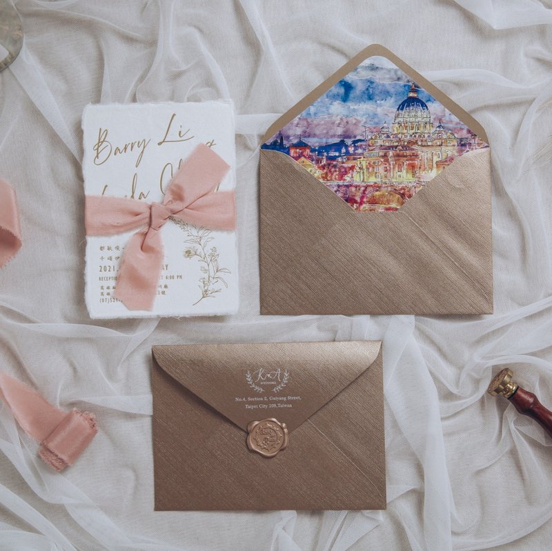 复古手抄喜帖 DR - 喜帖 - 纸 白色