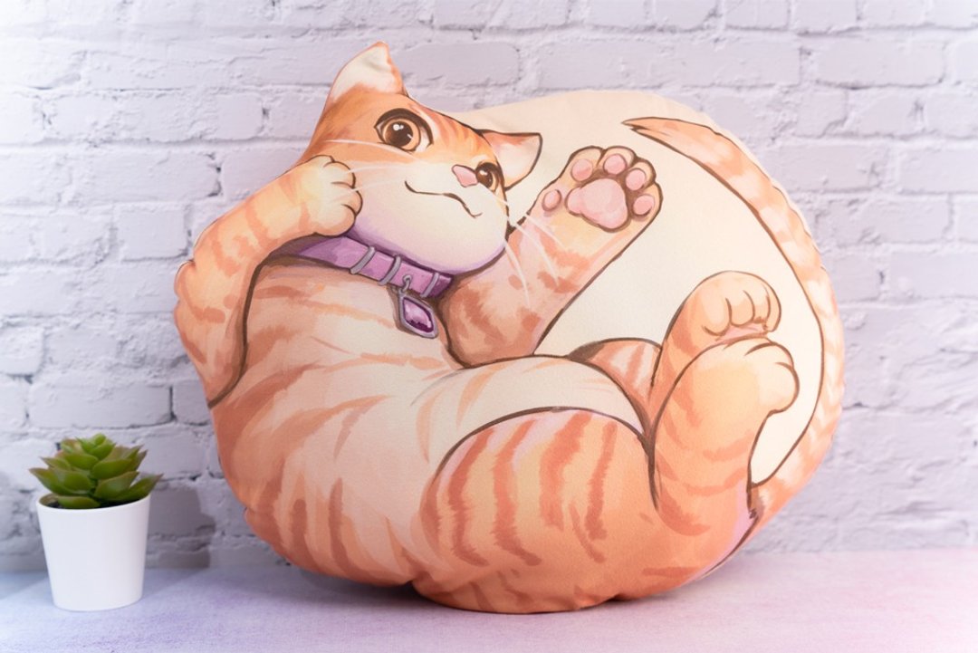 橘虎斑猫 撒娇 抱枕 - 枕头/抱枕 - 聚酯纤维 橘色
