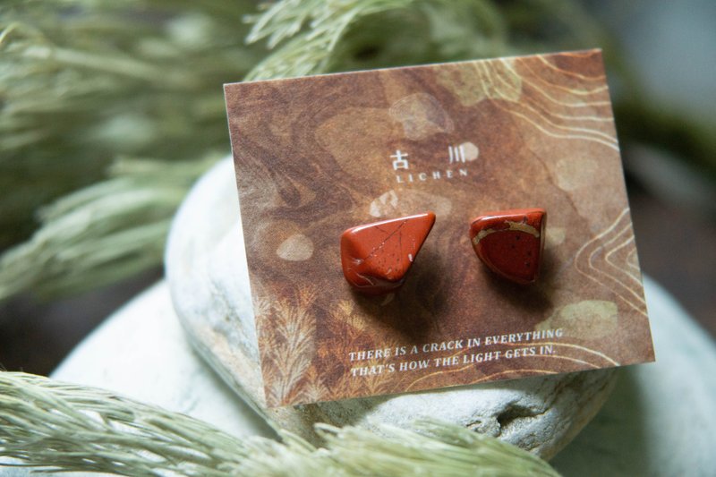 CRACK | 矿物系耳环 |  EARRINGS - 耳环/耳夹 - 玉石 红色