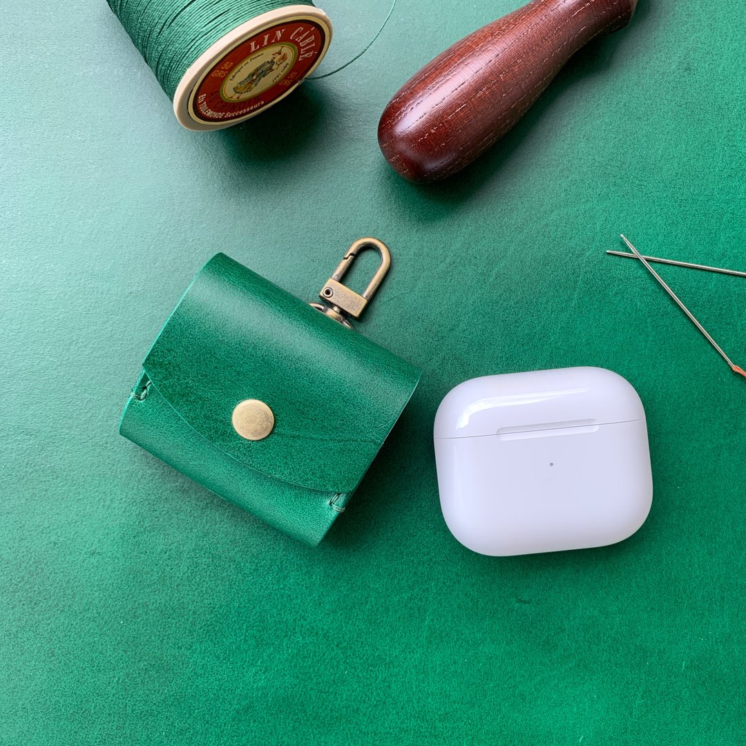 AirPods 3/AirPods Pro手缝真皮耳机保护套(可定制英文名字) - 耳机收纳 - 真皮 咖啡色