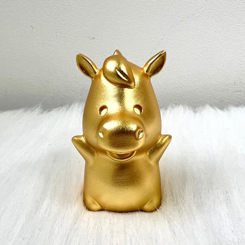 十二生肖铜镀金摆件 - 马 | 风水摆件 | 奇门摆件 | 开运 - 摆饰 - 铜/黄铜 金色