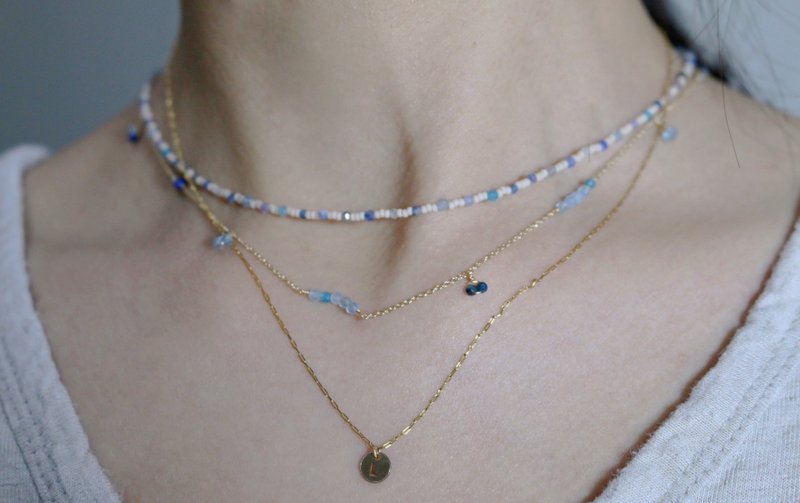 三月诞生石 项链 磷灰石 海蓝宝 - 爱吃零食 - - 项链 - 半宝石 蓝色