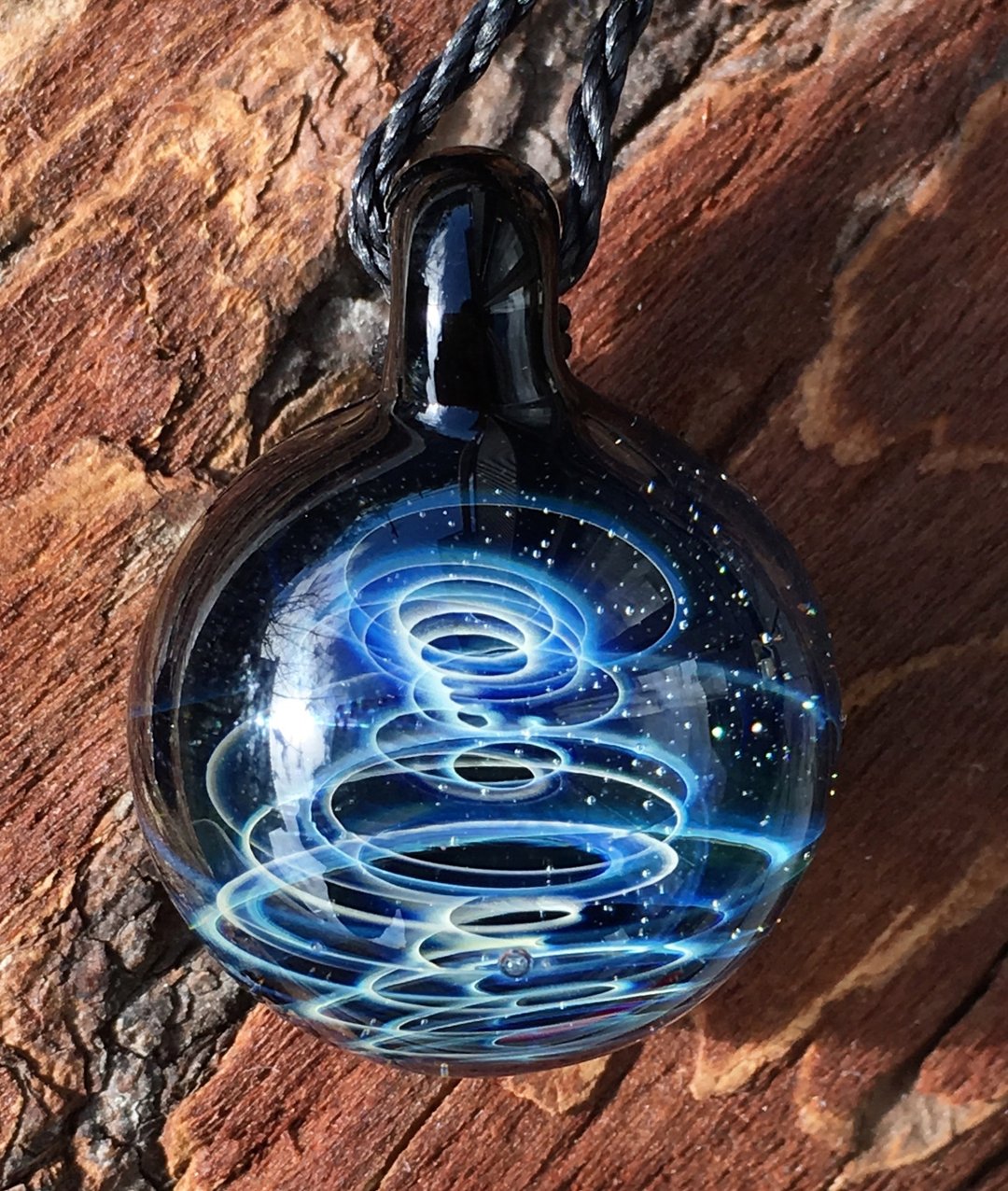 boroccus 星云银河立体花样抗热玻璃吊坠 - 项链 - 玻璃 黑色