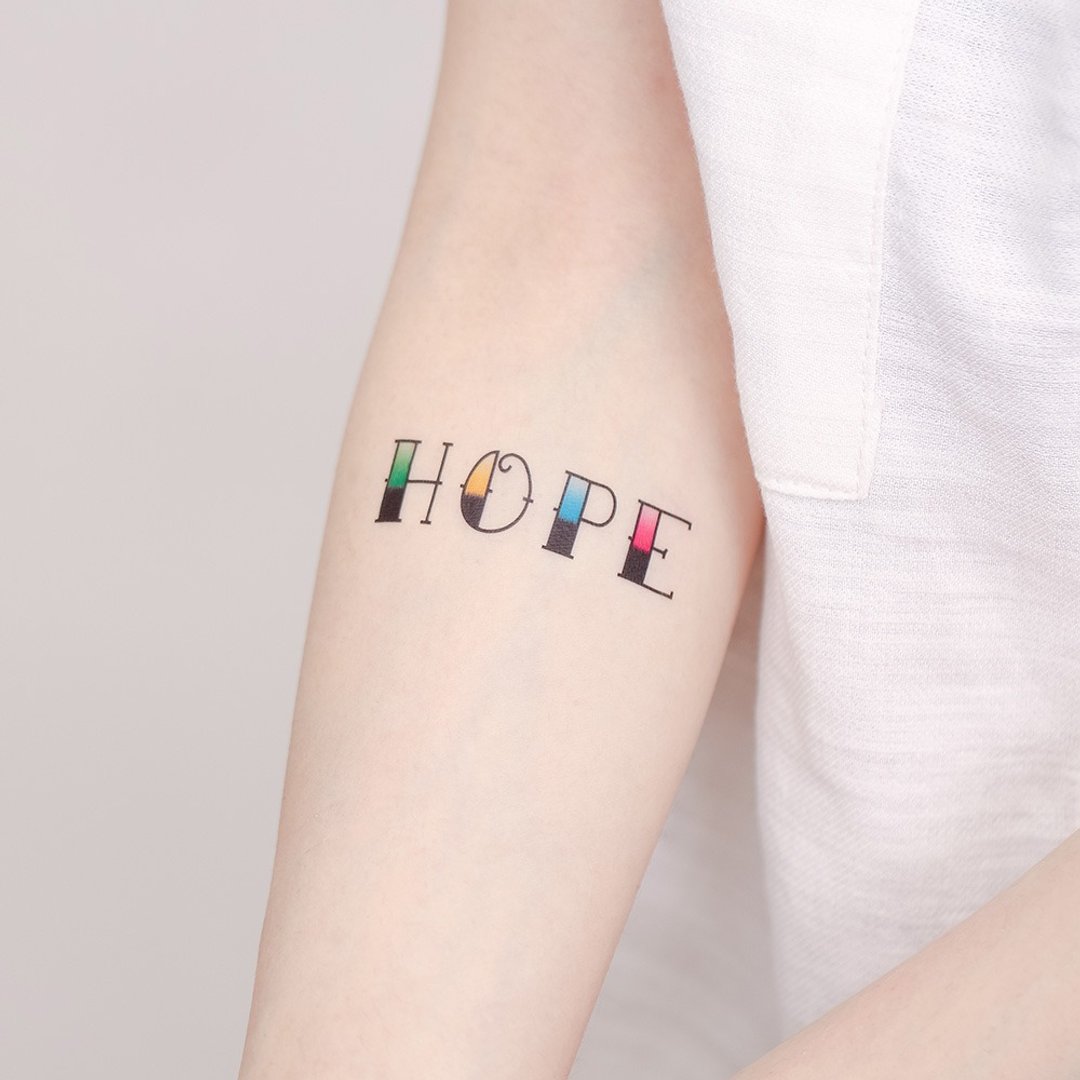 刺青纹身贴纸 -  希望 HOPE 2入 - 纹身贴 - 纸 多色