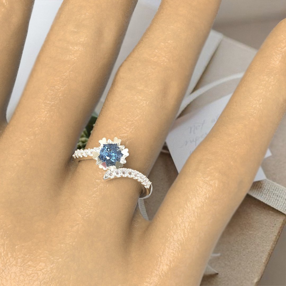London Topaz With White Zircon Gemstones Ring / Minimal Ring Thailand - 戒指 - 纯银 卡其色