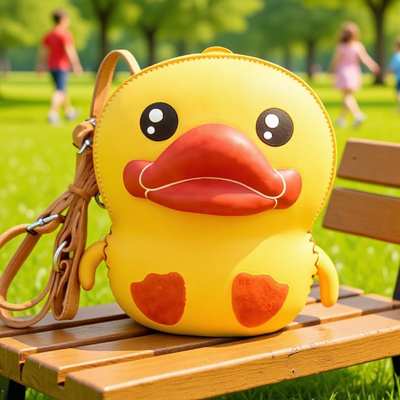 小黄鸭真皮斜挎包 - 侧背包/斜挎包 - 真皮 