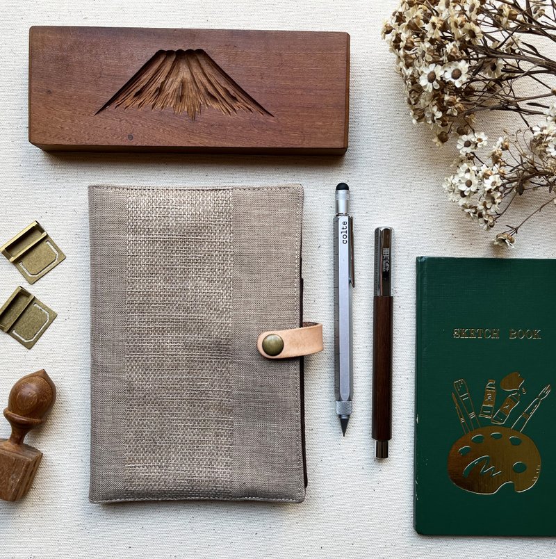 钢笔 棉麻 提织钢笔袋 手帐套 - 铅笔盒/笔袋 - 棉．麻 卡其色