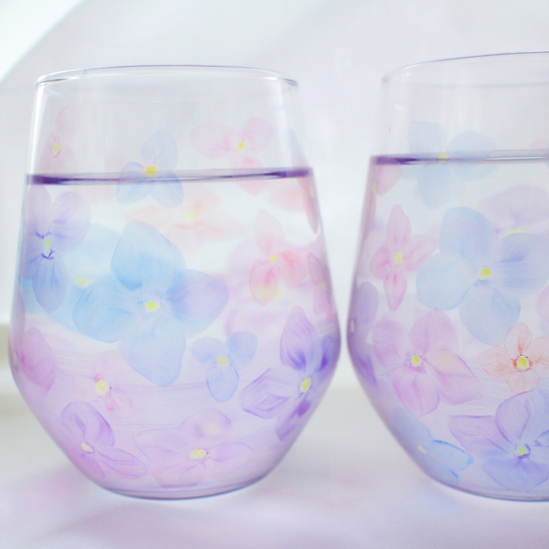 Transparent hydrangea glass - 玻璃杯 - 玻璃 紫色