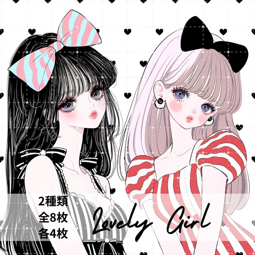 pinokkuma shop 人物贴纸 女孩贴纸 拼贴素材 - 贴纸 - 纸 