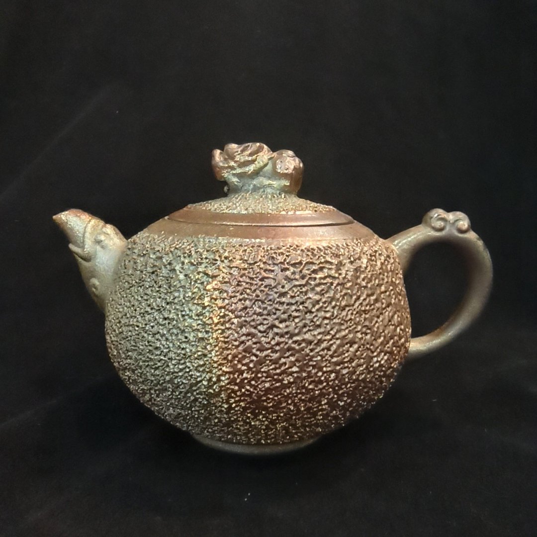 莺歌名家柴烧金银彩手拉胚冰烟茶壶 - 茶具/茶杯 - 陶 金色