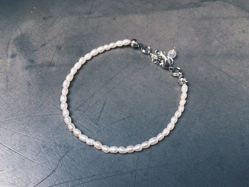 [ Ofelia. ]天然石系列−纯银淡水珍珠单链手链 [J85-Pearl] 水晶/天然石 - 手链/手环 - 宝石 白色