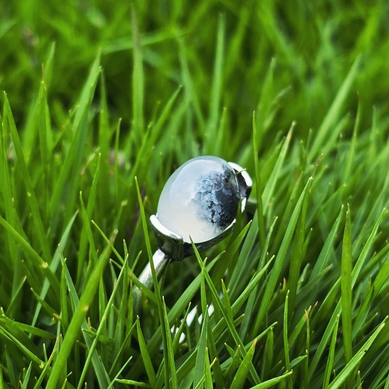 珀。白玉髓戒指 - 戒指 - 宝石 白色