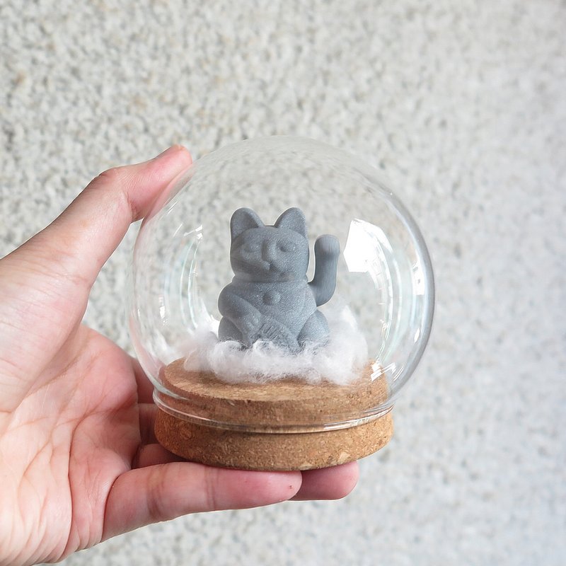【云朵系列】石来运转 平安招财猫 太阳能 - 摆饰 - 塑料 多色