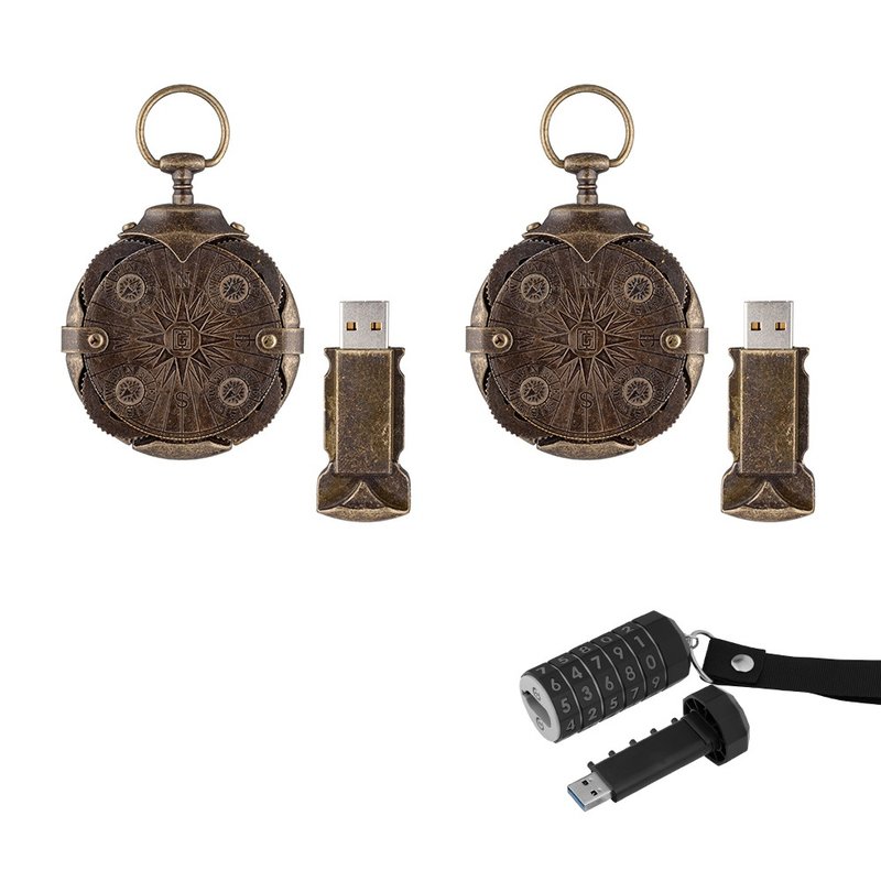 【3只USB 震撼68折套装优惠 】Compass密码随身碟64+32GB套装 - U盘 - 其他金属 咖啡色