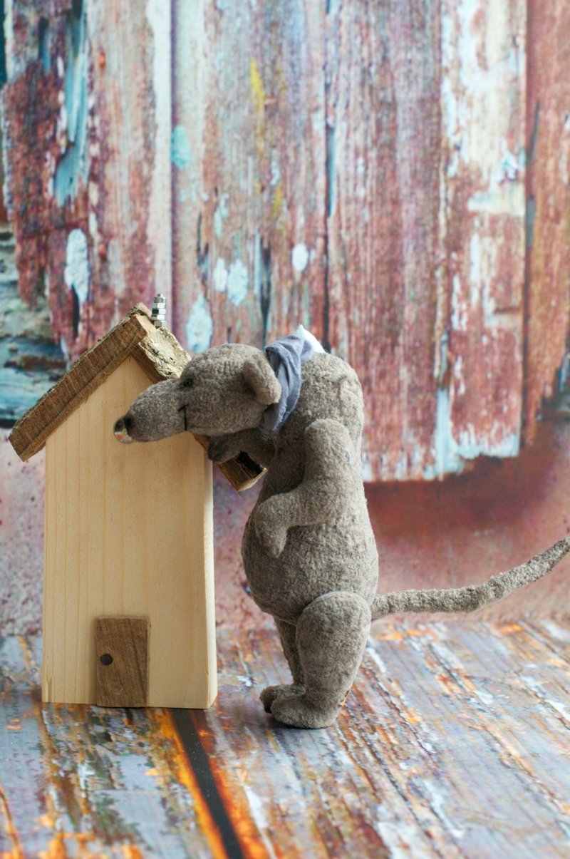 Street Teddy Rat created with vintage plush - 玩偶/公仔 - 其他材质 灰色