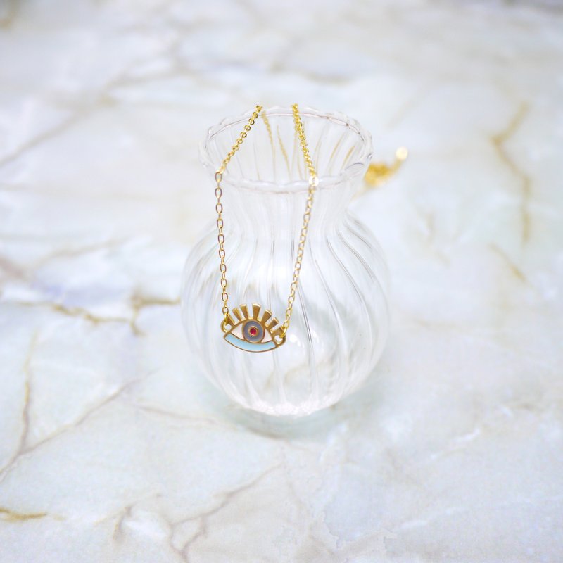 睫毛长长 希腊幸运彩眼项练 - 项链 - 其他金属 蓝色