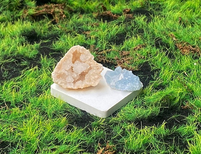 玛瑙白晶洞 天青石 | 招财开运 疗愈 | 办公室摆件 快速出货 - 摆饰 - 水晶 多色