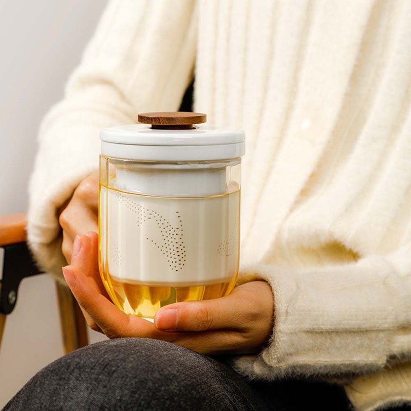 茶影 玻璃陶瓷茶水分离泡茶办公室过滤茶杯带盖可刻字定制 - 茶具/茶杯 - 其他材质 