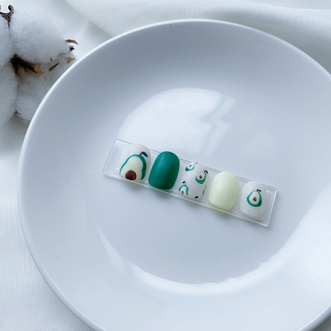 浓浓的奶油酪梨 指甲贴片/凝胶指甲/订制美甲贴片 NA 10 - 指甲油/指甲贴 - 其他材质 绿色