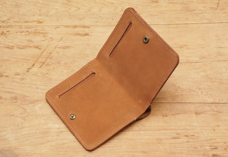 简约直立短夹 - 皮夹/钱包 - 真皮 橘色