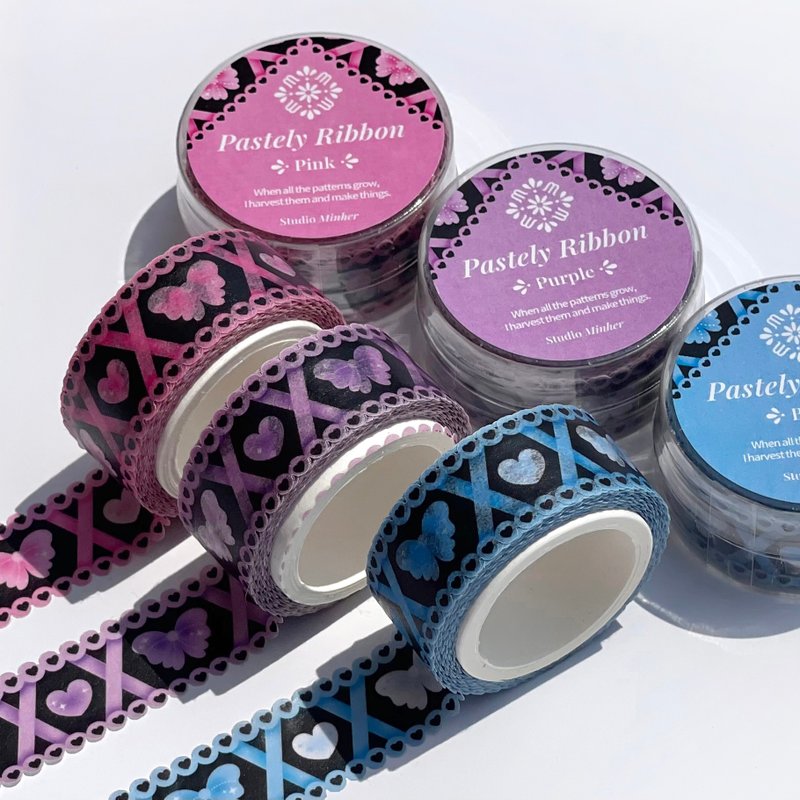 Pastely Ribbon 日式纸胶带 (minher studio) 可爱造型 - 纸胶带 - 纸 多色