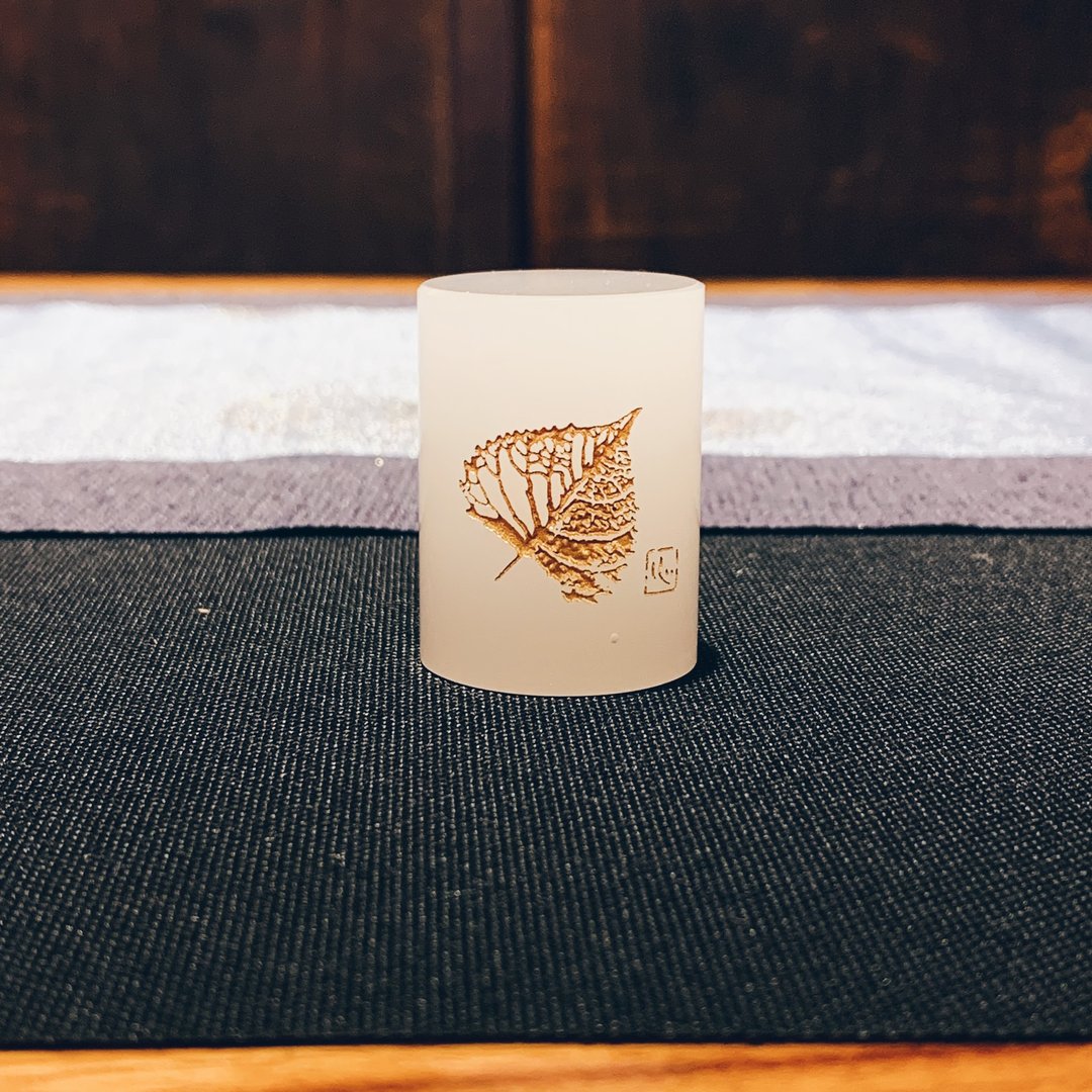 白玉琉璃 鎏金菩提叶 盖置 - 茶具/茶杯 - 琉璃 