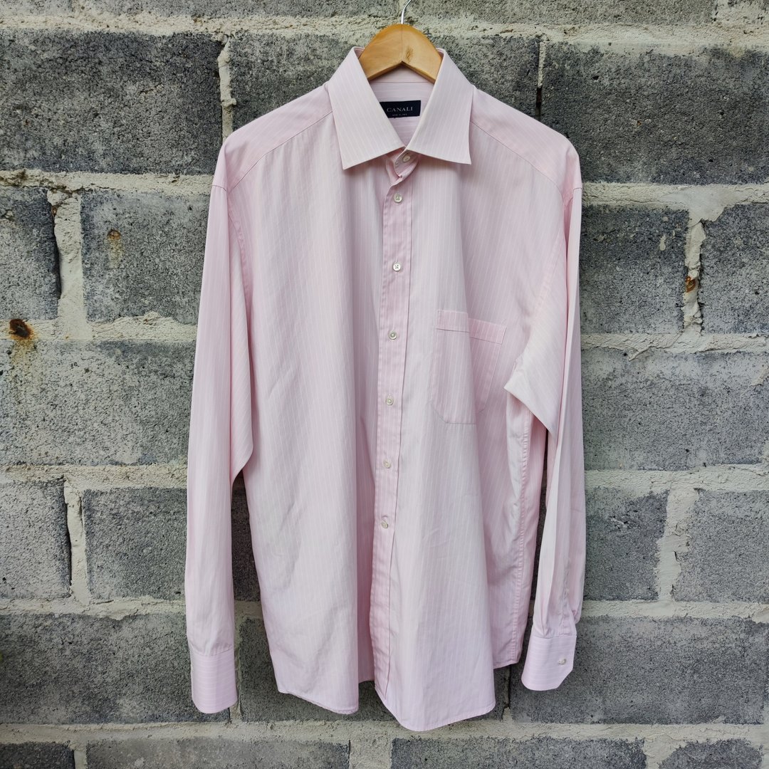 Canali 浅粉色复古衬衫 意大利制造 - 男装衬衫 - 棉 粉红色