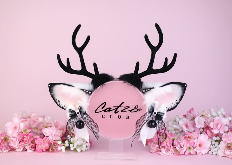 白色和灰色的鹿耳朵 - 发饰 - 其他人造纤维 灰色