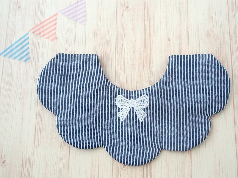 BABY BIB, 口水巾, Scalloped Bib, Reversible, Scalloped Bib, Japanese Bib, Baby Gift - 围嘴/口水巾 - 棉．麻 蓝色