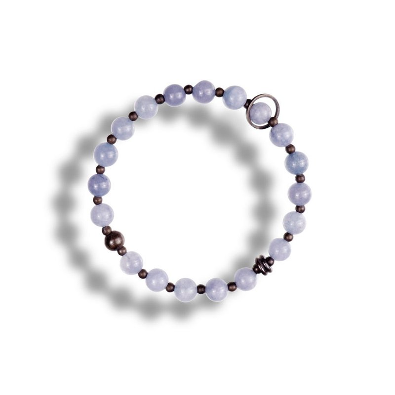 Op.11 复古天然石手链 古法手工做舊 阿赫莫利石 - 手链/手环 - 半宝石 紫色