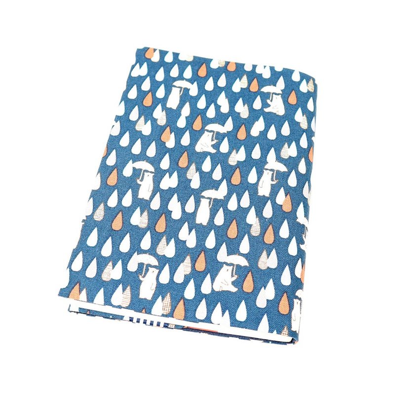 A5 可调式 妈妈手册 布书衣 布书套 - 雨滴 北极熊 (蓝) - 书衣/书套 - 棉．麻 蓝色