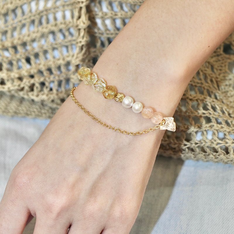 觉知之光 托帕石与珍珠、闪灵 能量手链 - 手链/手环 - 水晶 多色