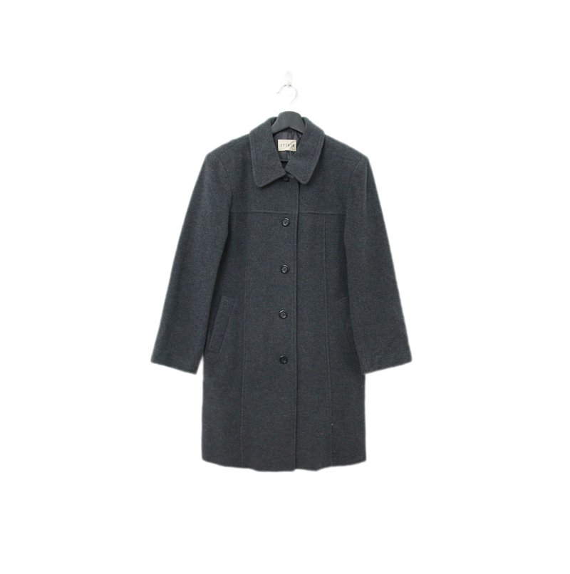 Back to Green-秋冬大衣外套 深灰 俐落版型 A-02/vintage - 女装休闲/机能外套 - 羊毛 