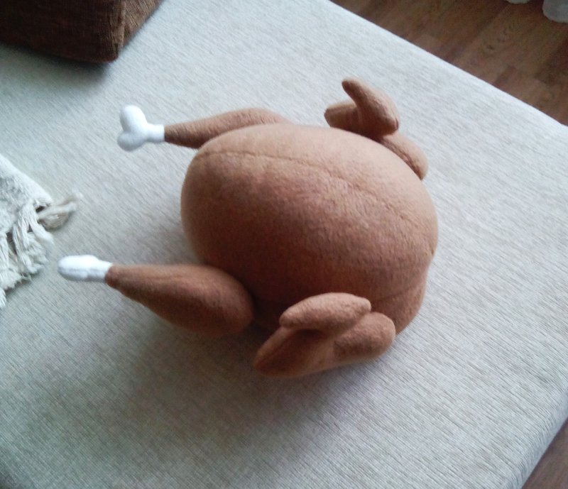 Funny Pillow - Chicken - Christmas Turkey - Party Decor- Fun Home-Food Pillows - 枕头/抱枕 - 聚酯纤维 金色