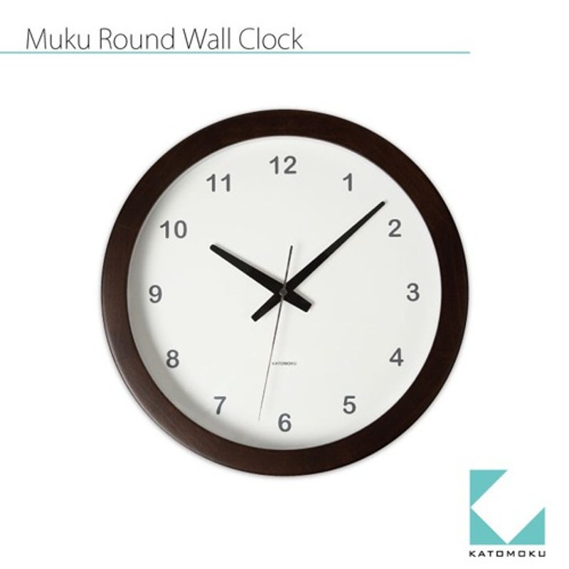 KATOMOKU muku round wall clock km-32B - 时钟/闹钟 - 木头 