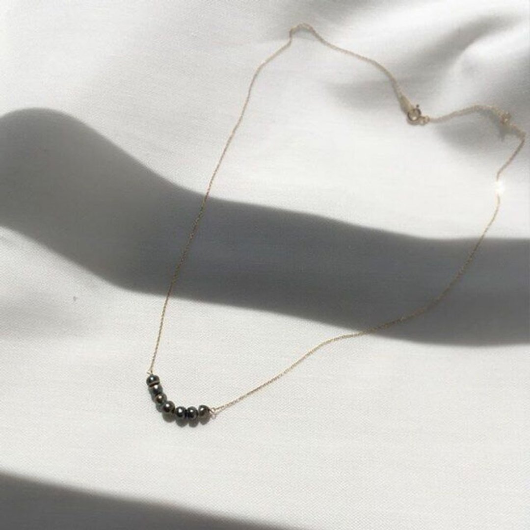 K10YG Tahitian Pearl Necklace - 项链 - 珍珠 黑色