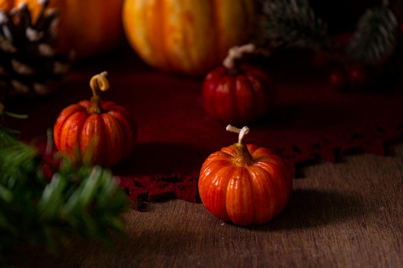 可爱田园南瓜蜡烛 - 手工订制/天然大豆蜡・JUNO Candle - 蜡烛/烛台 - 蜡 橘色