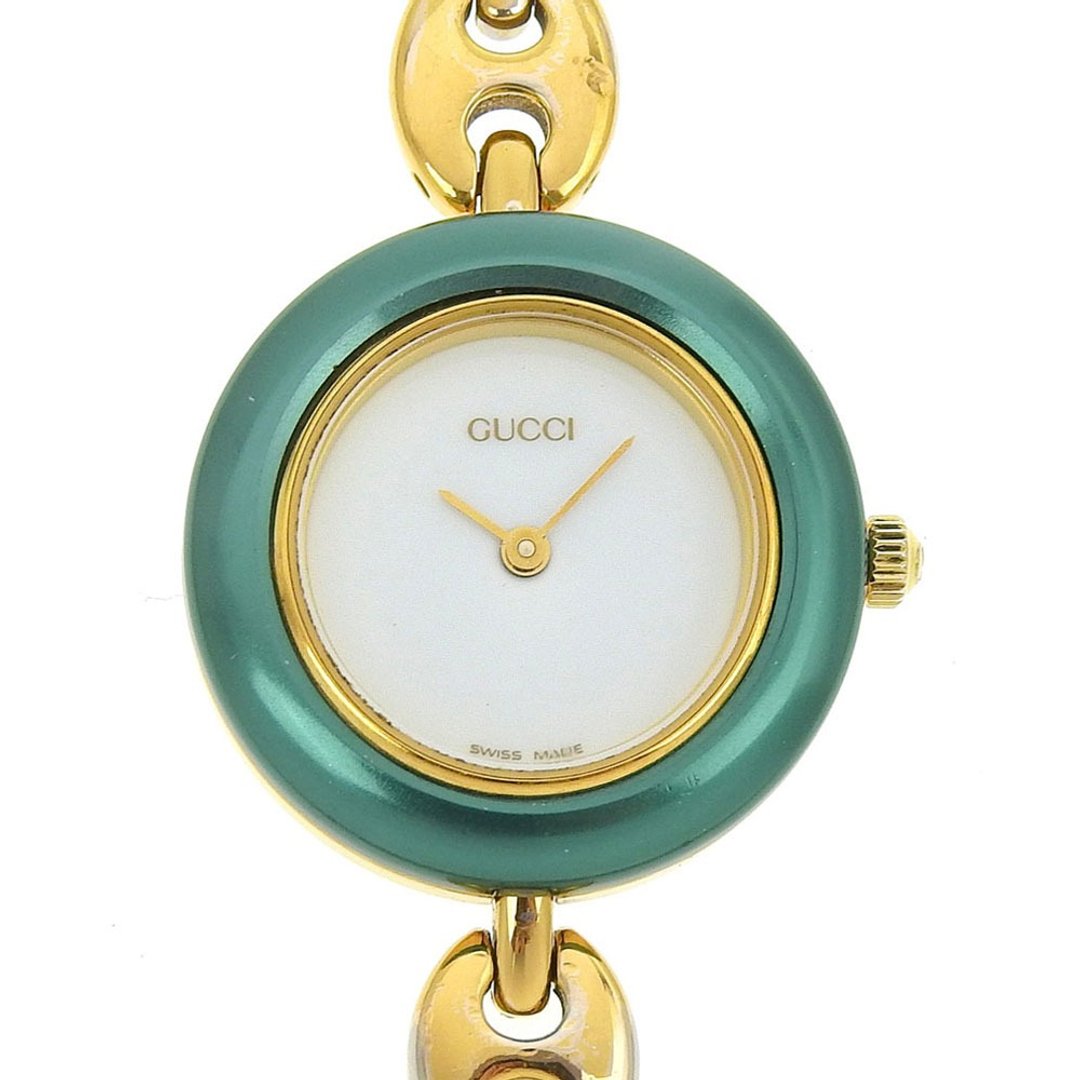 [日本直邮] 古驰 (Gucci) Change Bezel 手表 11/12.2 镀金石英模拟显示白色表盘女士腕表 [二手] - 女表 - 其他金属 金色