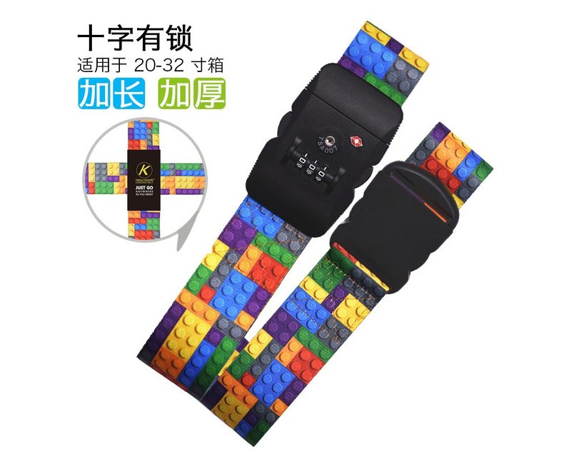 旅行箱行李箱拉杆箱捆绑带海关锁  方块十字有锁打包带 - 行李箱/行李箱保护套 - 其他材质 黑色