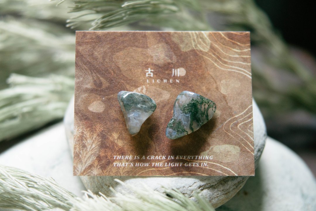 CRACK | 矿物系耳环 |  EARRINGS - 耳环/耳夹 - 玉石 绿色