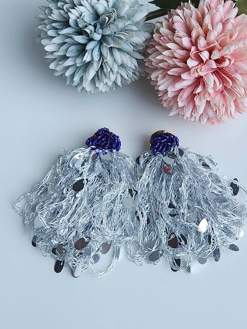 珊瑚 银之雫 - 耳环/耳夹 - 其他人造纤维 紫色