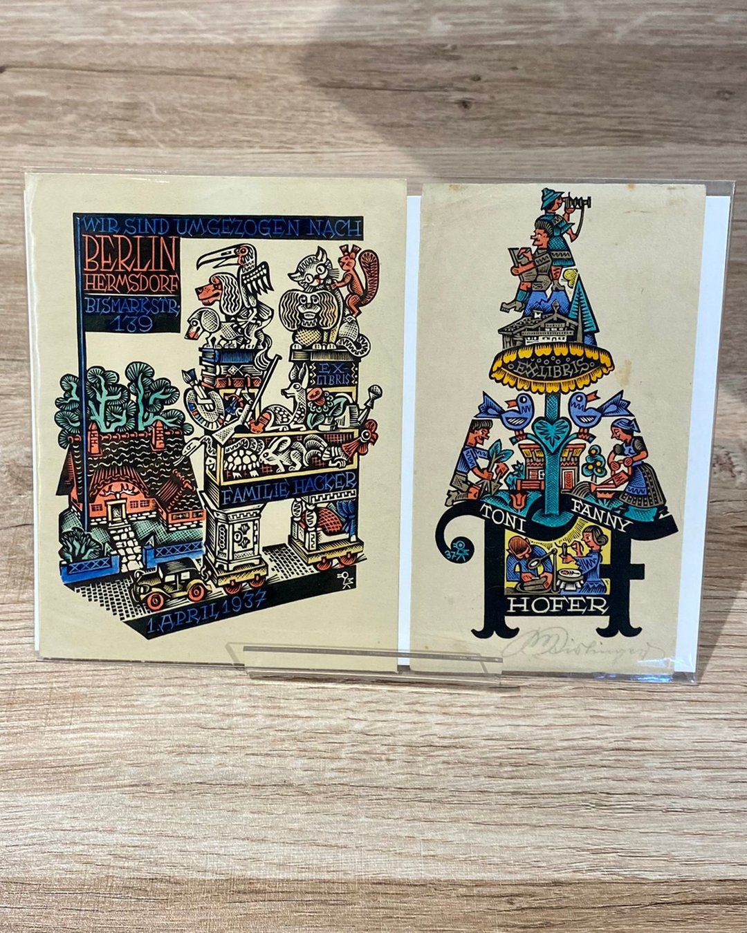 奥地利艺术家 Max Kislinger - Ex-libris - 藏书票二件组 - 版画 - 海报/装饰画/版画 - 纸 白色