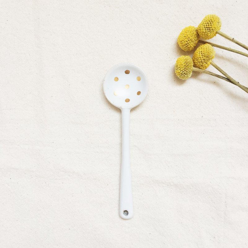 简约金色全釉波点陶瓷勺子 - 餐刀/叉/匙组合 - 瓷 金色