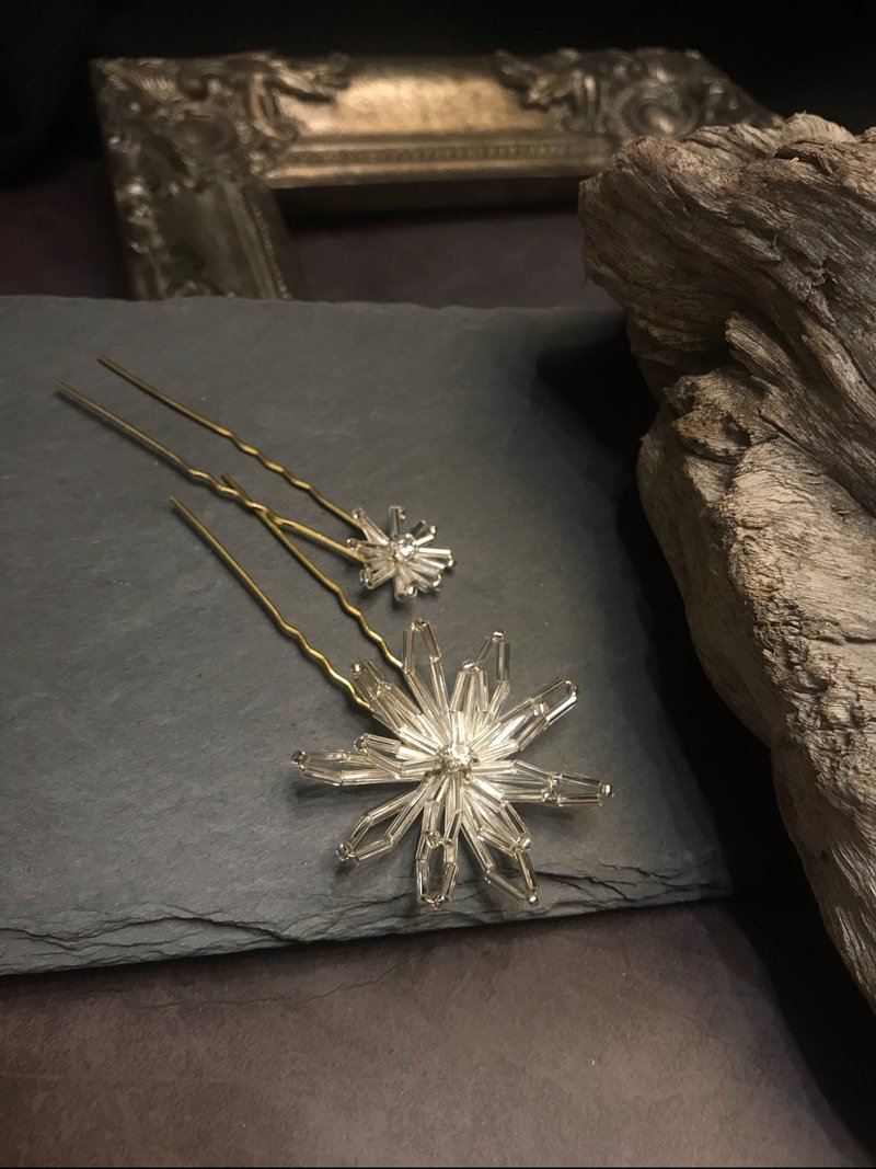 冒牌老板娘 king_boss立体雪花水钻头饰组 - 耳环/耳夹 - 其他材质 白色