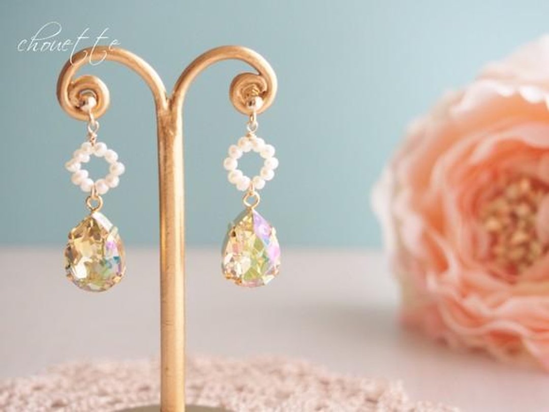 [14kgf] Swarovski Bijou Pierce (Luminous Green) - 耳环/耳夹 - 其他金属 